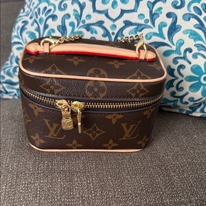 Brown Monogram Mini Vanity with Red-Edged Handle